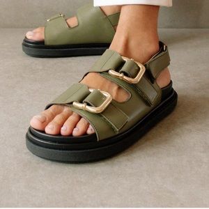 NEW! ALOHAS Harper Green Leather Sandals